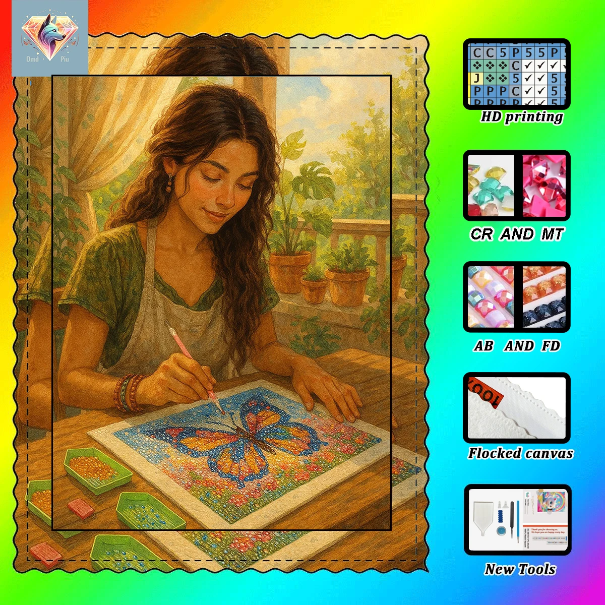 

【Piu Diamond Art】Diamond painting girl oil painting 100% resin FD+ab+cr Diamond Stamping Kit Perfect Masterpiece worth Buying