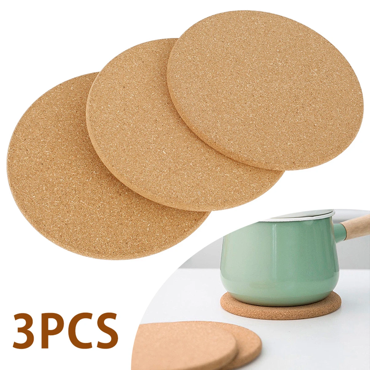 Cork Pot Mat Heat Resistant Round Pans Holder Bowl Pad Placemats Coasters Worktop Saver Mat Cup Mat Tableware Pad Kitchen Gadget