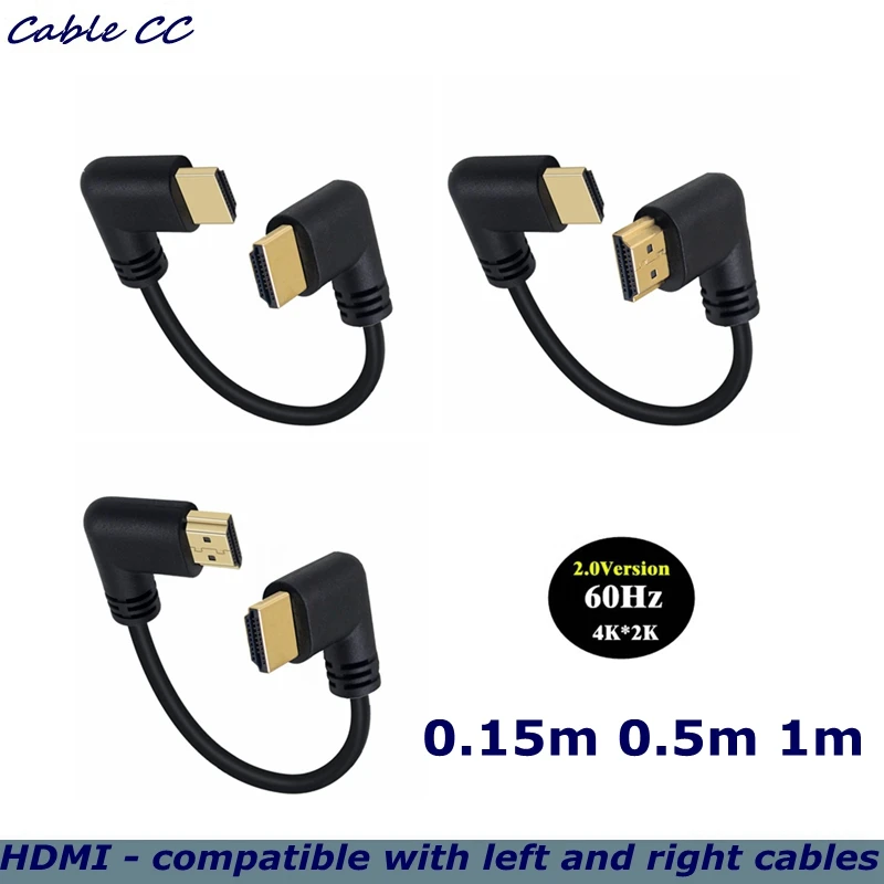 

New 4K*2K 60HZ Resolution HDMI-Compatible 2.0 Version 90 Degree Angle Male to Male Computer Monitor Splitter HD Cable