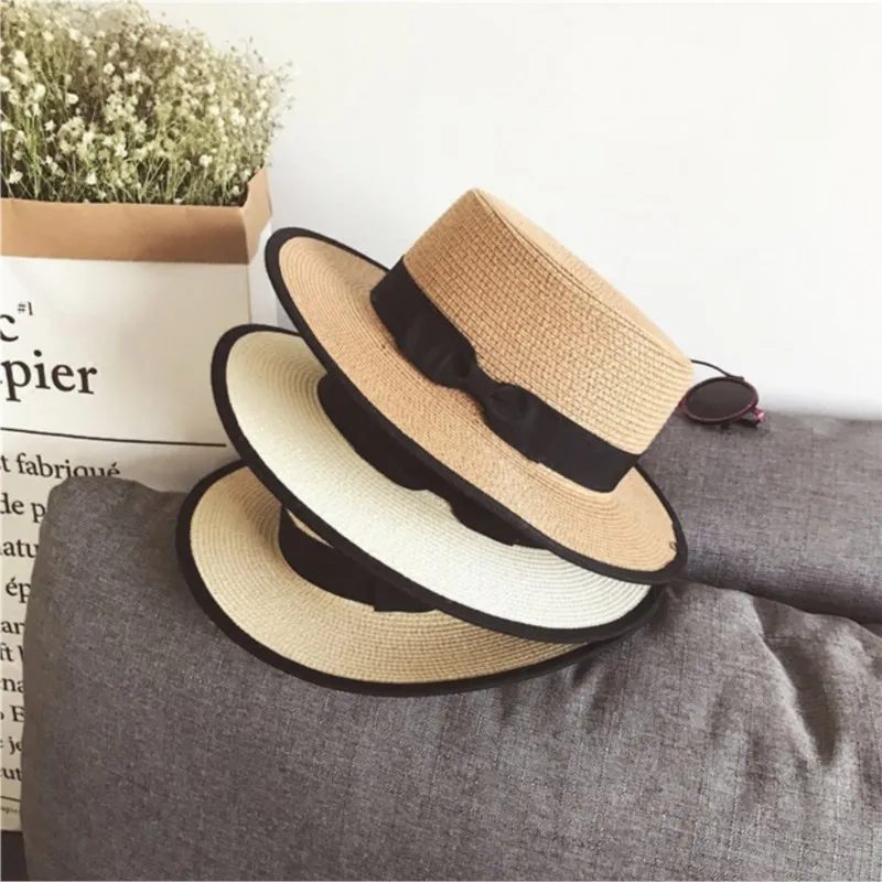 

Flat-topped hat women's versatile brim top seaside vacation for outings