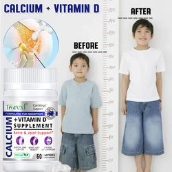 Height Growth Calcium & Vitamin D Pills Natural Growth Factor Height Increase Capsules To Grow Taller Bone Strength No Hormone