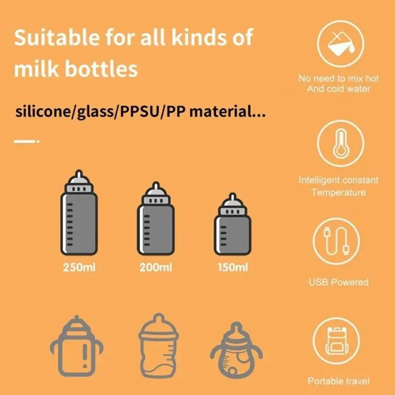 R66D Penghangat Botol Bayi Botol Susu Penjaga Panas Penutup Penghangat Perjalanan Air Susu Formula USB Pemanas Penghangat Botol