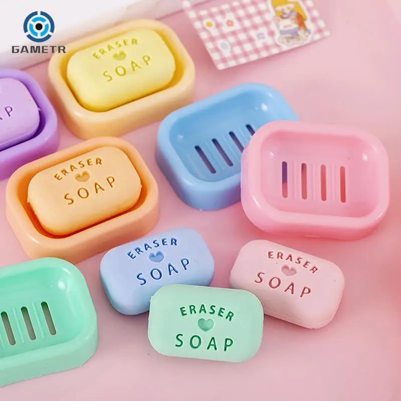 1pc Cute Soap Erasers Student Stationery Girls Candy Color Rubber Cute School Supplies Mini Pencil Eraser Teacher Gift