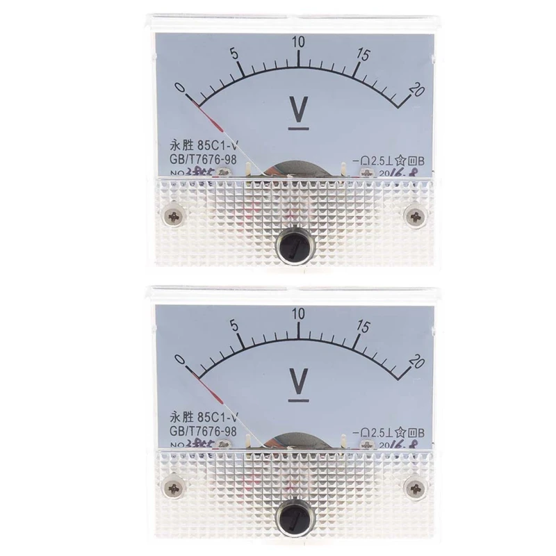 2X DC 0-20V 85C1-V Class 2.5 Voltmeter Analog Volt Panel Meter