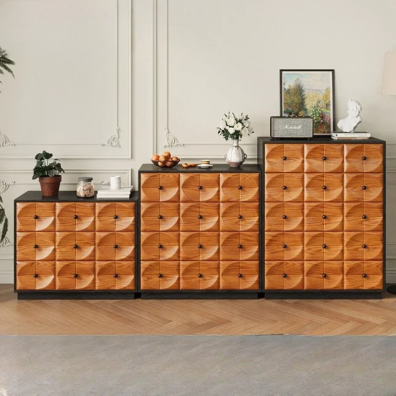 Medieval solid wood three four five chest cabinet, living room TV cabinet, European bag card door cabinet, bedroom bedside table