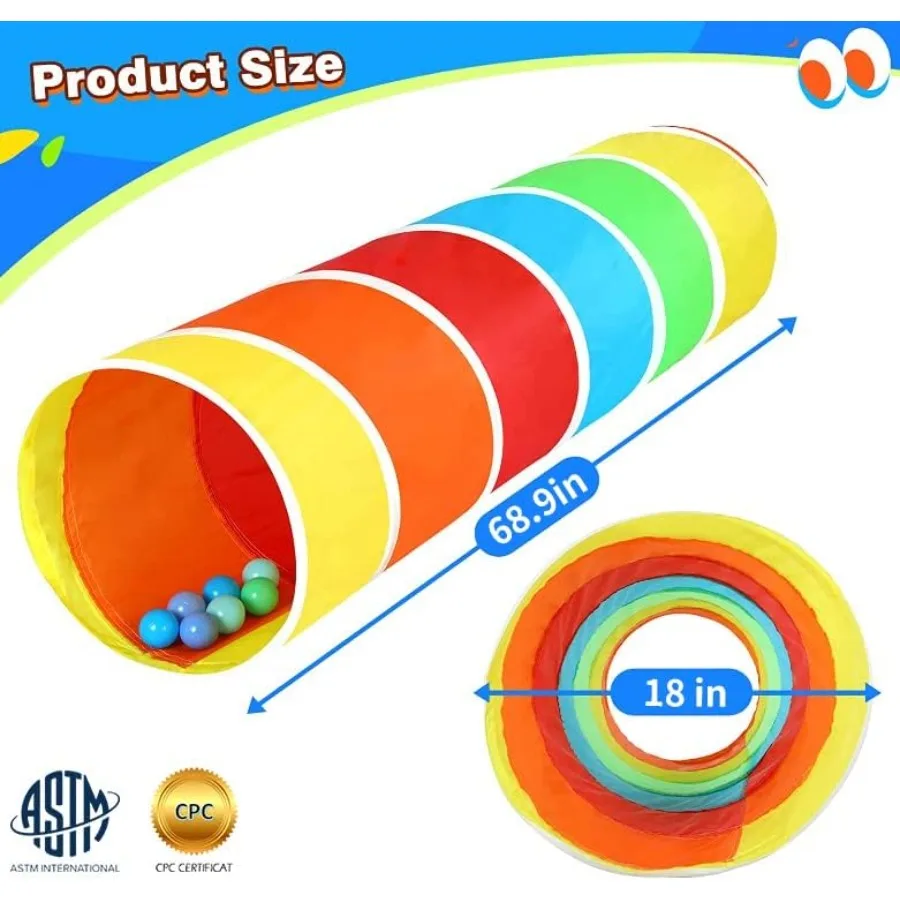 Kids Play Tunnel Tent for Toddlers, Colorful Pop Up Crawl Tunnel Toy for Baby or Pet with Breathable Mesh, Collapsible Gift for