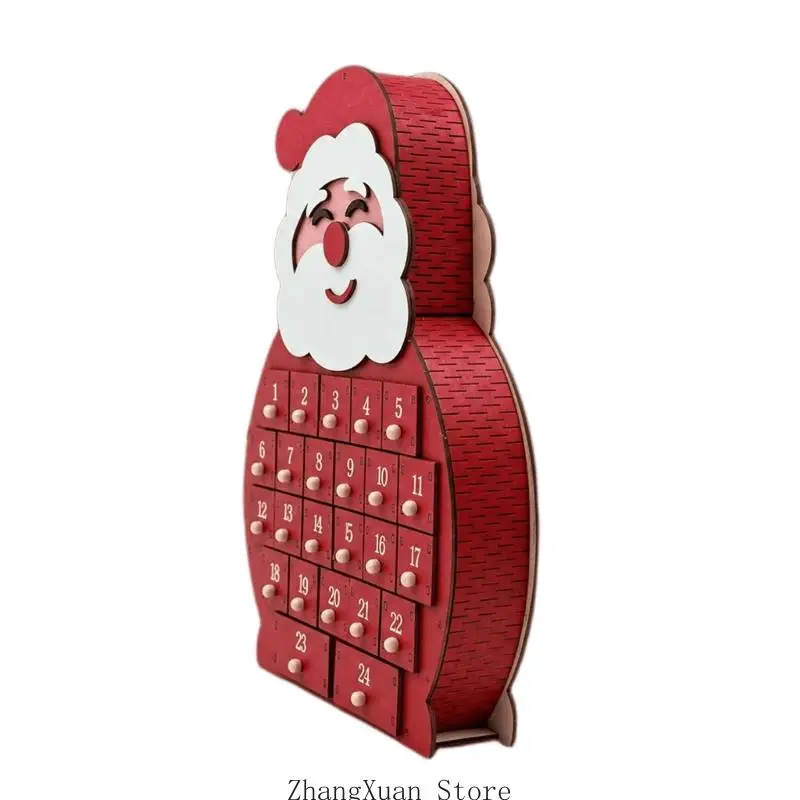Holz-Schubladenkalender für Feiertage, 24 nummerierte Fächer für Weihnachtsleckereien und saisonale Anzeige Dezember, 3 x – Detail 8