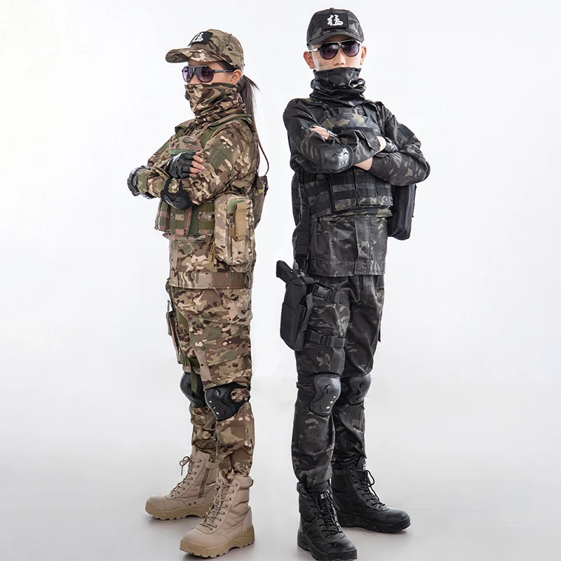 Camouflage-uniformen voor kinderen Training met meerdere zakken voor jacht op CS-specifieke uniformen Buitensportuitrusting voor ouders en kinderen