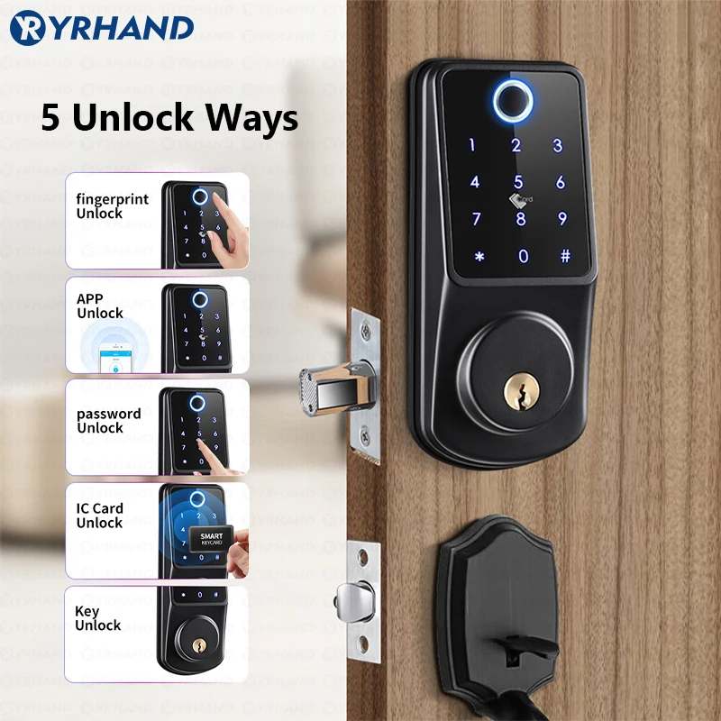 TTlock Wifi Security Smart Fingerprint Digital fechadura eletronica digital Tuya Electronic Portable Smart Deadbolt Locks