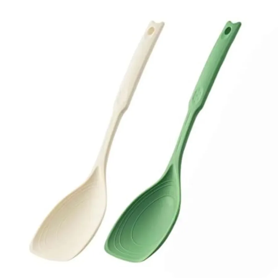 

Large Silicone Cng Spoon 2PC 12 -ih Non-Stick Spoonula set Deep Bolw and Measurement Mark for Mixing Serving Scooping Scraping