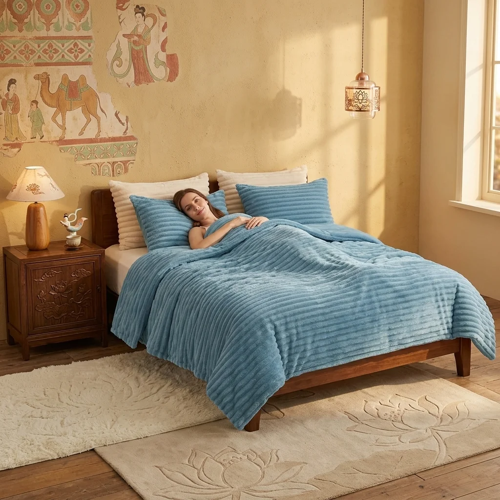 All-Season Milk Velvet Quilt  Soft and Warm for Bedrooms and Hotels  Flower Pattern Queen King Size.