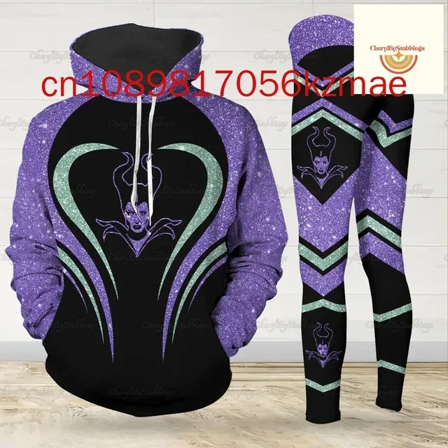 Custom Name Diseny Maleficent Mouse Hoodie And Leggings Suit Women's Diseny Hoodie Yoga Pants Sweatpants Fashion Tracksuit Set