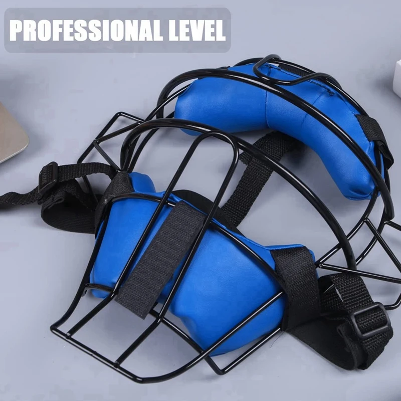 Baseball Catcher-masker met volledig gezicht, lichtgewicht, veilige pasvorm, biedt bescherming en comfort, weergave geen obstructie, blauw, gemakkelijk te gebruiken