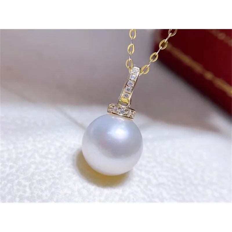 HUGE AAAAA Round  11-12mm natural AKOYA white pearl Pendant necklace 925S