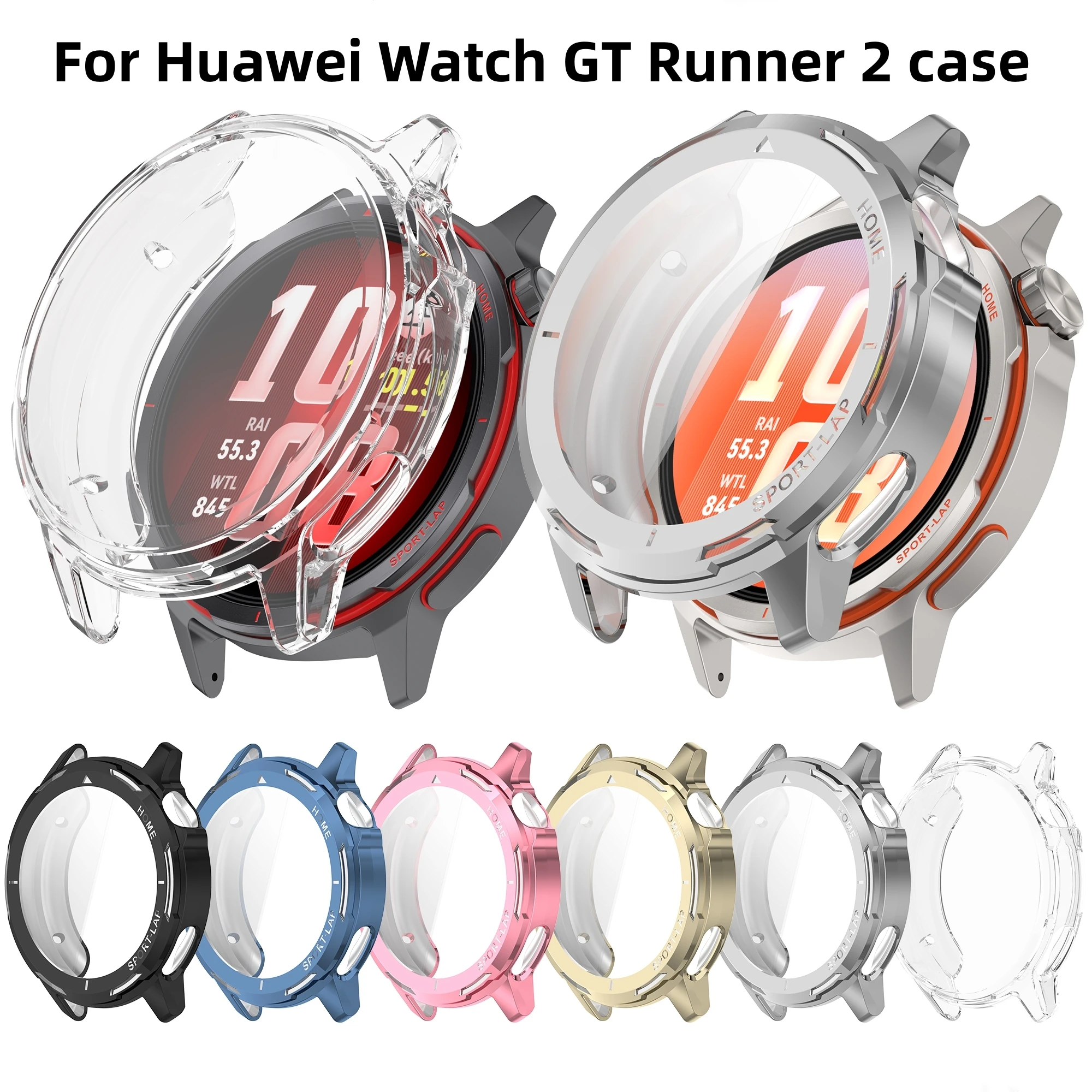 

Full Protective Case Cover Shell For Huawei Watch GT Runner 2 Replacement Accessories Frame soft Cases 360 TPU Screen Protective