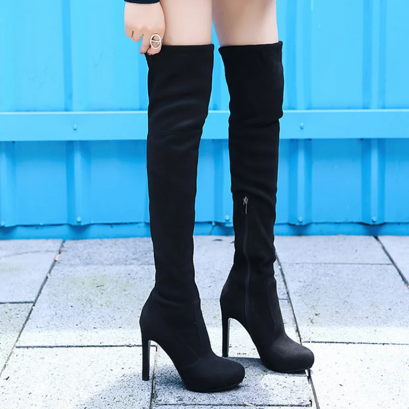 Elegant Pumps Boot 2022Autumn Winter New Elastic Knee Boot Large43 Long Boot Slim Fashion Women Boot Sexy Slim Heels Women Shoe