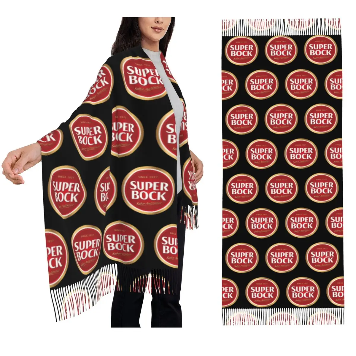 

Super Bock Since 1927 Scarf Tassel Scarves for Women Soft Warm Shawls and Wraps Large Fall Winter Shawl Wrap