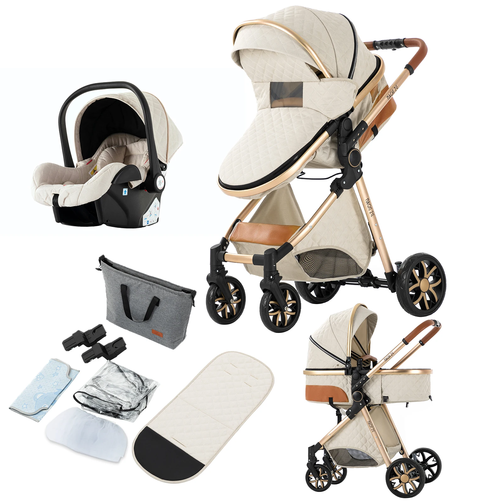 Baby carriage 3 in 1 baby stroller Baby stroller Baby pram 3 pieces Buggy stroller Baby carriage luxury baby 3 in 1 stroller