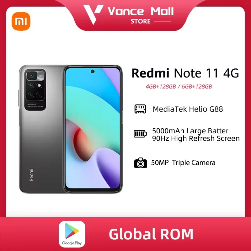 Globalny ROM Xiaomi Redmi Note 11 4G 50MP potrójny aparat 6.5 \'\'90Hz wyświetlacz MTK Helio G88 5000mAh 18W szybka wersja chińska