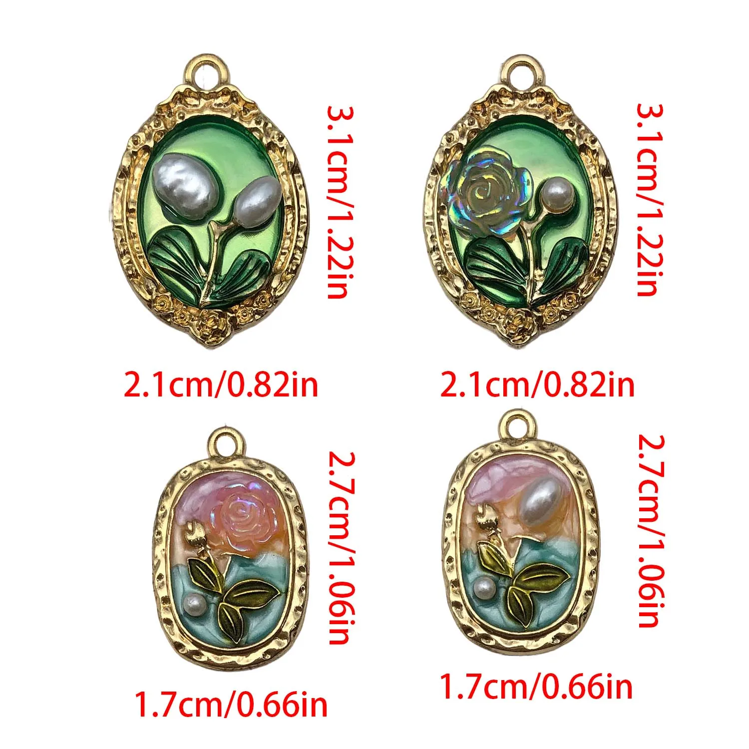 4/5pcs Enamel Oil Painting Flower Design Charms Alloy Plant Pendants For DIY Bracelet Necklace Jewelry Making Accessories