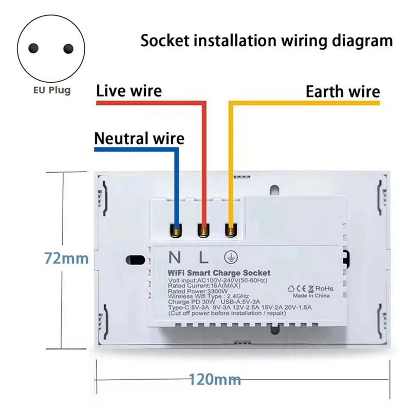 Wifi Smart Tuya 16A Steckdose USB TYPE-C Stecker Outlet Power Für Alexa Für Google Home Smart Leben EINE EU Stecker