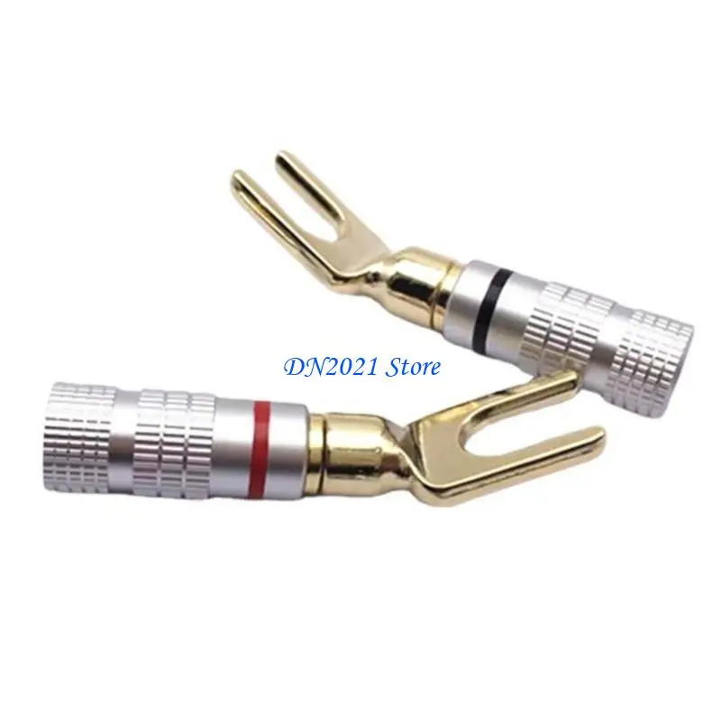 F3KE Gold Plated 4mm Banana Fork Y Spade Speaker Plug Connector for Auditory Wire Minimal Resistance