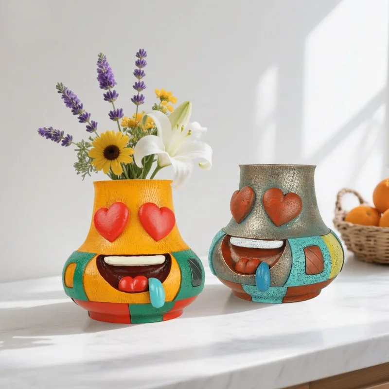 Creative Instagram Style Emojis Resin Vases Funny and Cute Desktop Decorations Flower Arrangements