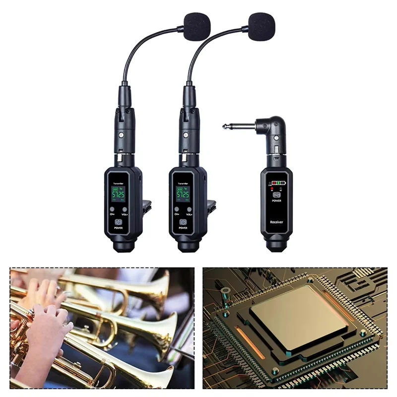 Sistema con micrófono de saxofón inalámbrico ABAC-UHF, instrumentos con Clip, micrófono de Radio profesional para puesta en escena