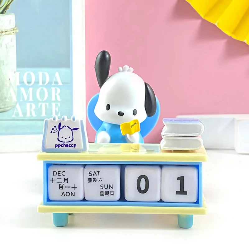 New Sanrio Desk Calendar Series Ornaments Cute Kuromi Pochacco Tabletop Ornaments Birthday New Year Gift For Children