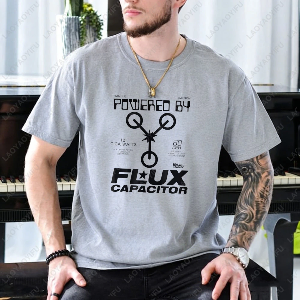 

Back to The Future Powered by Flux T-Shirt Movie Inspired Unisex Cotton T-Shirt Casual Summer Fashion Trendy Top Men Women Wear