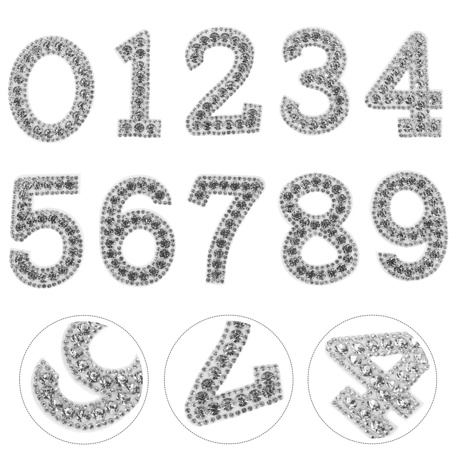 

10pcs Number Embroidery Patches 0-9 Rhinestone Appliques For Sewing Diy Clothing Bag Hat Dance Costume Decoration Craft