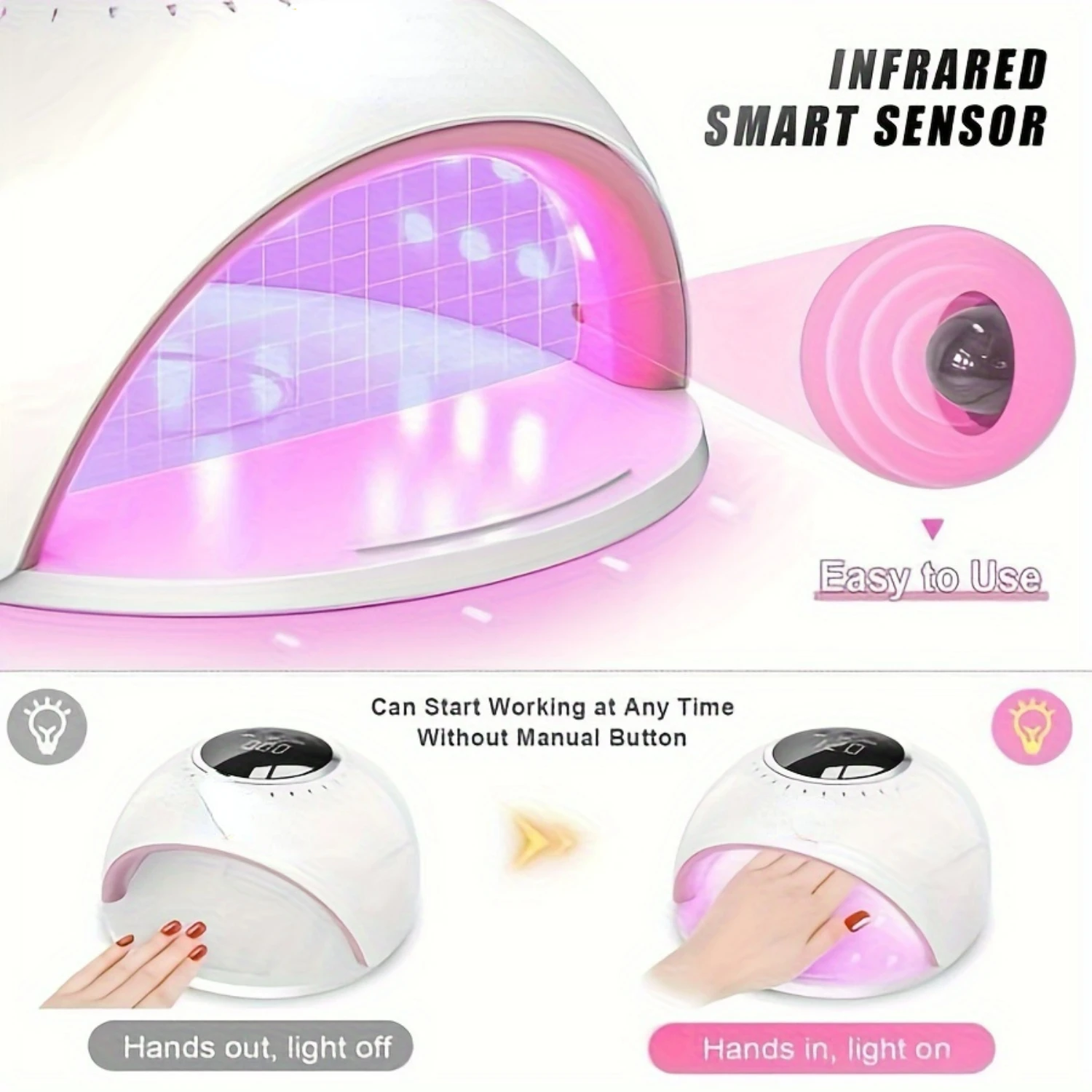 Lampe à ongles LED/UV Joytii 82W à séchage rapide de qualité professionnelle pour salon - Lampe UV portable haute puissance pour ongles en gel rapides et impeccables