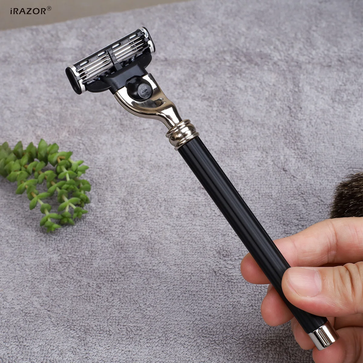 iRAZOR Classic Triple Blade 3-Layer Mach 3 Men's Beard Shaving Safety Razor Hair Removal Face Wet Handle Shaver Gift for Father