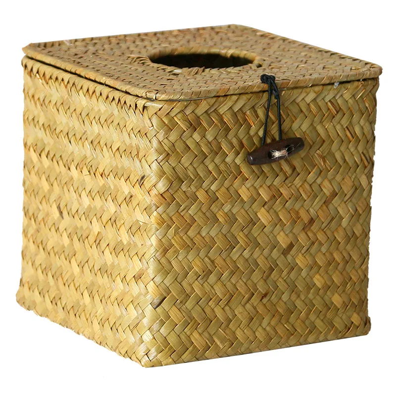 Stroh Tissue Box Handarbeit Gewebt Rattan Serviette Halter Box Rolle Papier Fach Auto Wohnzimmer Lagerung Box Home Decor WF