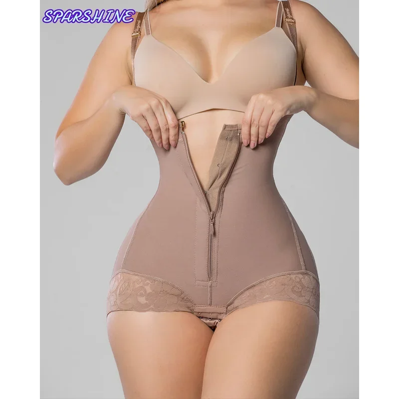 Double Compression Triangle Shorts Fajas Colombians Open Chest Waist Trainer Tummy Control Sheath Slimming Bodysuit Women