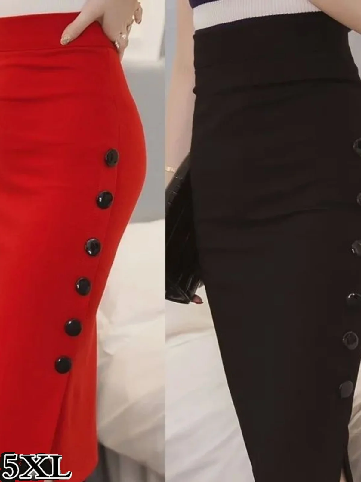 

Юбка-карандаш с высокой талией и разрезом, повседневная, больших размеров, для женщин, лето 2024, приталенный крой