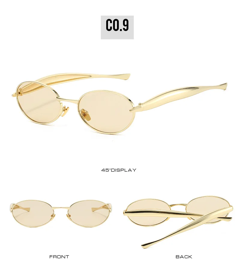 Metall Kleine Ovale Sonnenbrille Frauen Neue Vintage Marke Designer Mode Runde Goggle Sonnenbrille Weibliche Trends Shades Brillen UV400 – Detail 16