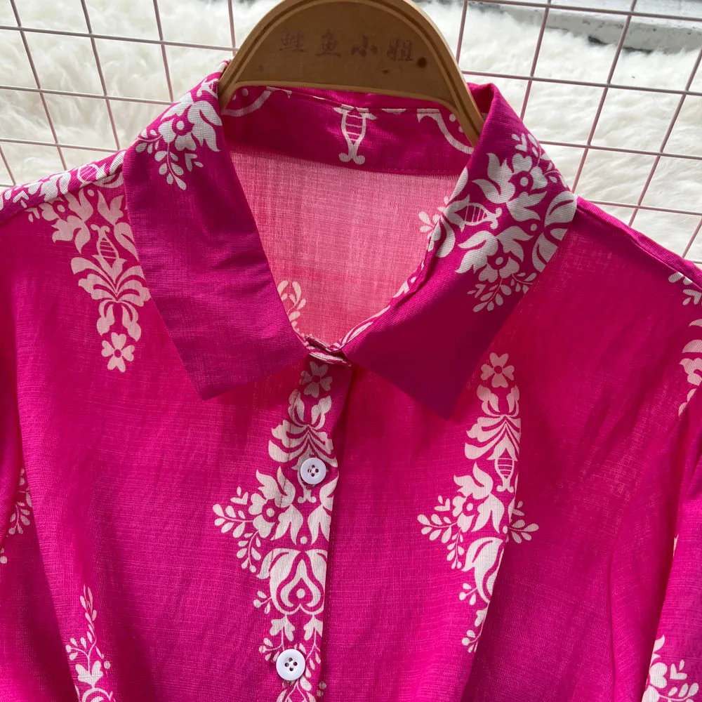 Set sexy in due pezzi Top chic con stampa polo e set di pantaloni a gamba larga a vita alta Hotsweet alla moda