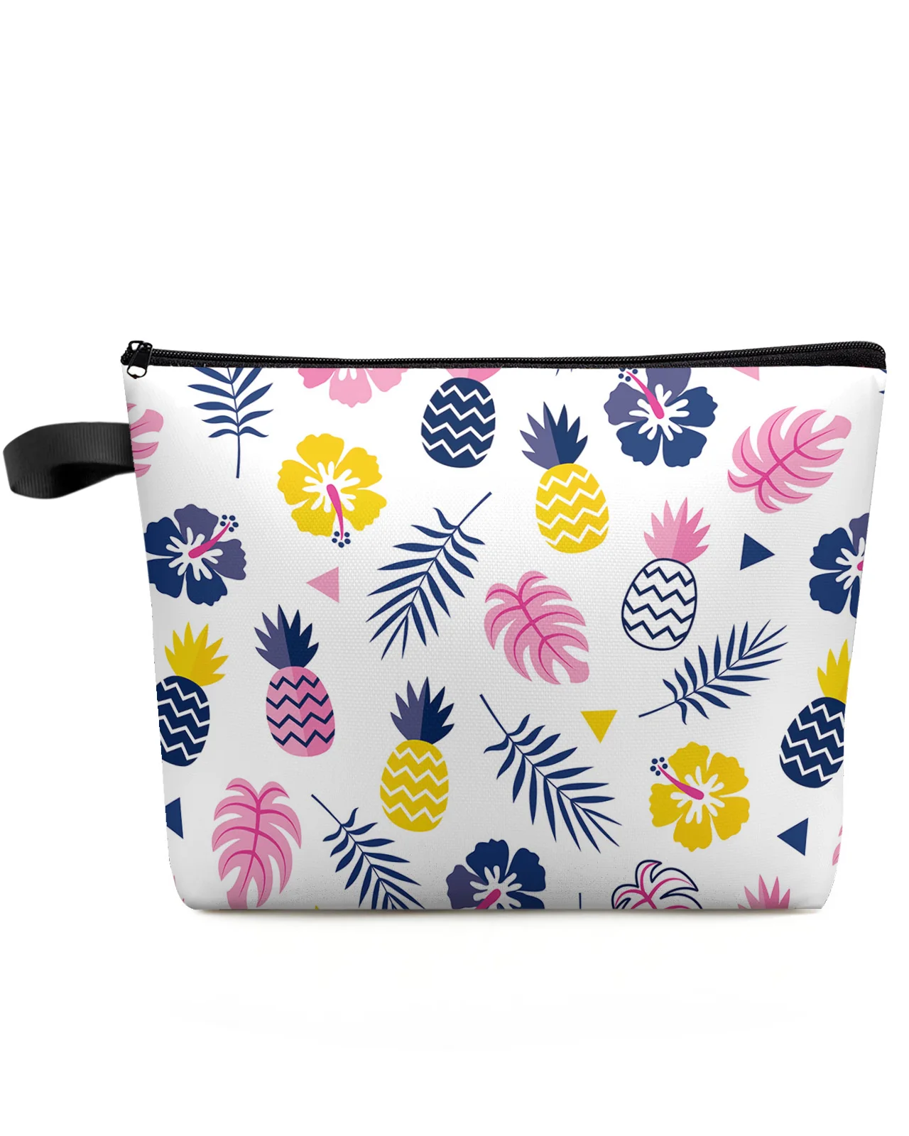 Pink Blue Pineapple Leaf Flower Triangle Outdoor Travel Cosmetic Bag Women Organizer Waterproof Female Storage Make Up Cases