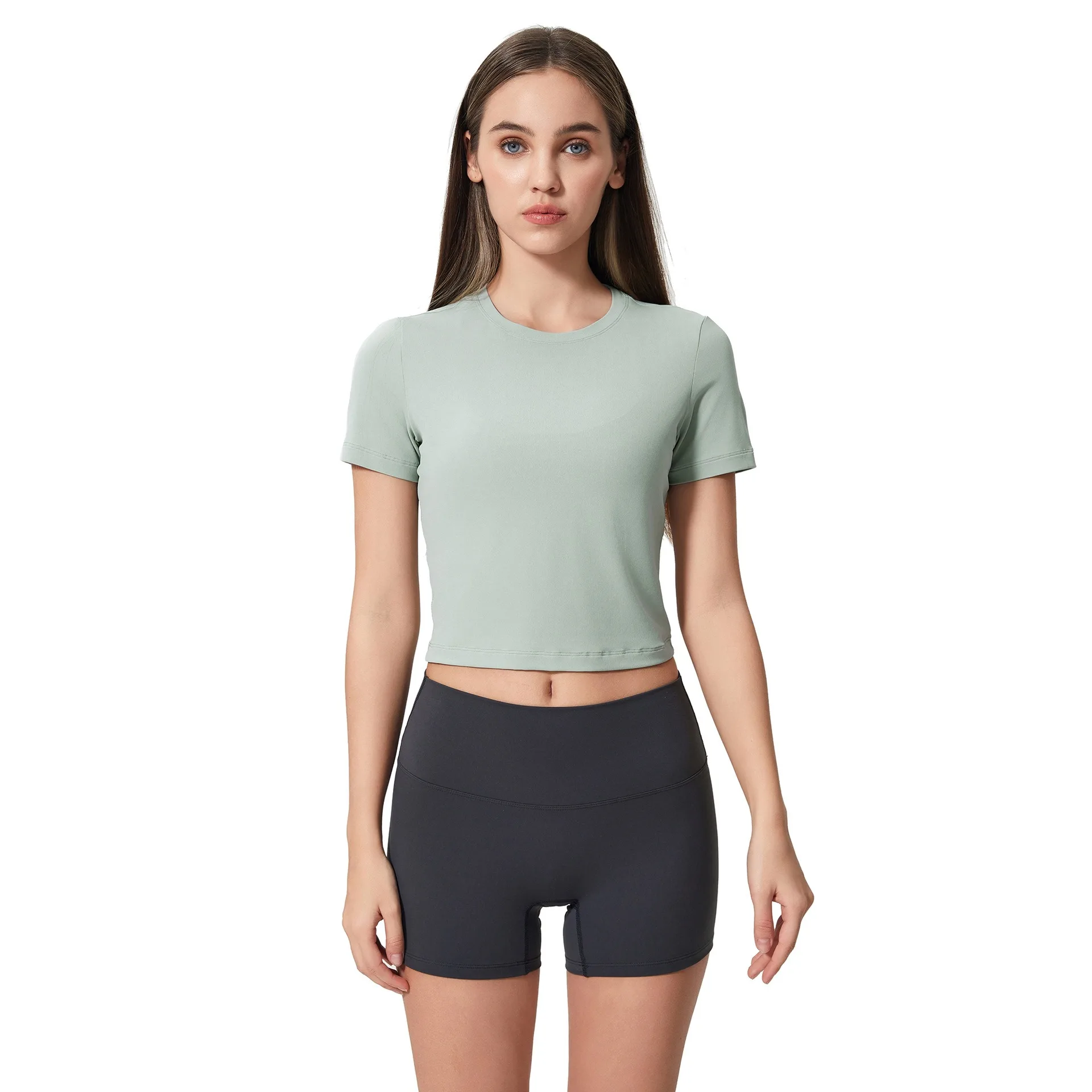 Lemon Summer Stretch Fit Gym Workout Shirts Women Short Sleeve Plain T-shirts Buttery Soft Yoga Athletic Crop Top 2026 New