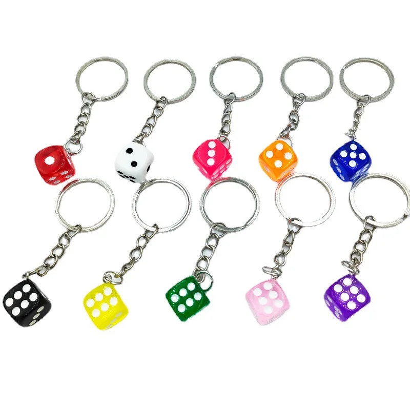 Simulation Color Dice Keychain Resin Solid Color Three-Dimensional Mini Mahjong Dice Pendant Jewelry Accessories