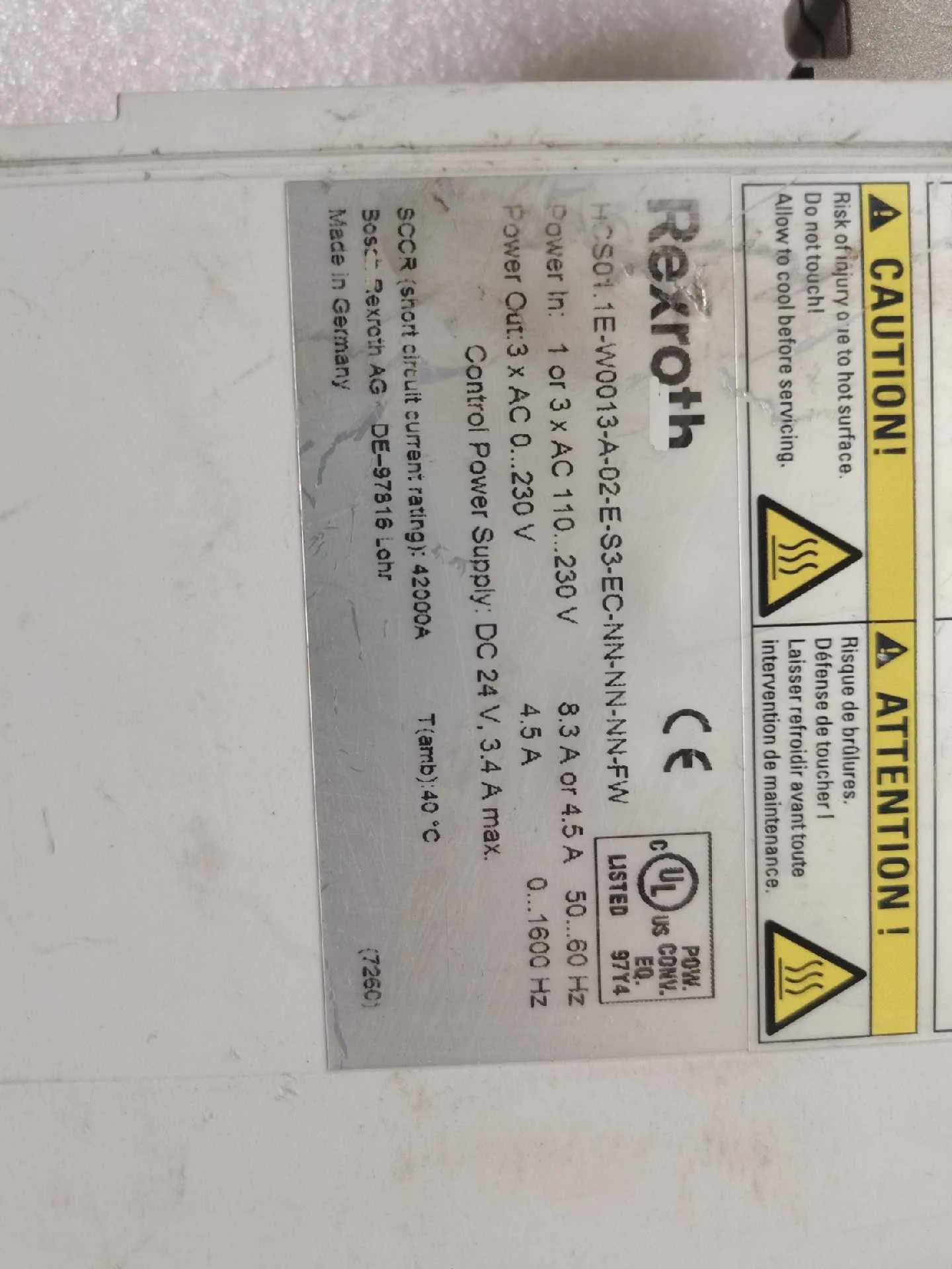 HCS01.1E-W0013-A-02-E-S3-EC-NN-NN-NN-FW Сервопривод для Rexroth