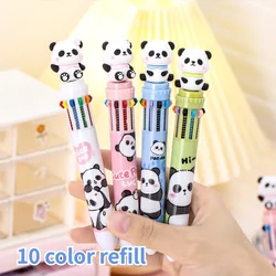Stylo à bille de dessin animé 10 en 1, recharge multicolore, stylo à pression, stylos d'écriture mignons, fournitures scolaires et de bureau, papeterie