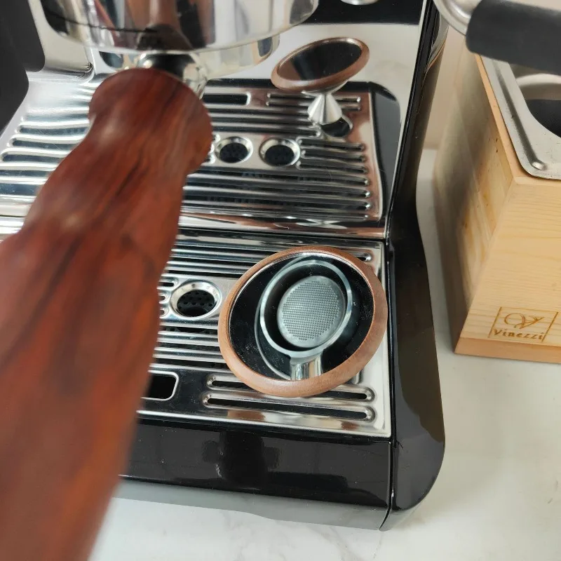 Coffee Extraction Mirror 360° Rotatable Wood Frame HD Lens Espresso Viewing Tool for Barista Coffee Machine Monitoring