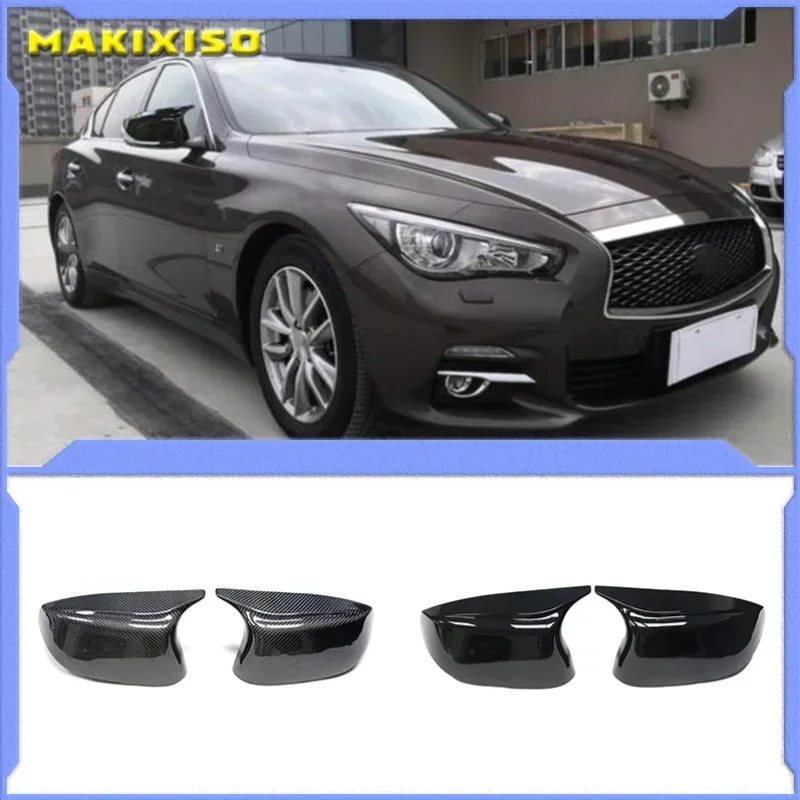 

Car Side 2pcs Glossy Painted Bright Black for Infiniti Q50 Q60 Q70 SQ50 XQ30 2014-2020 Rearview Mirror Cover Caps