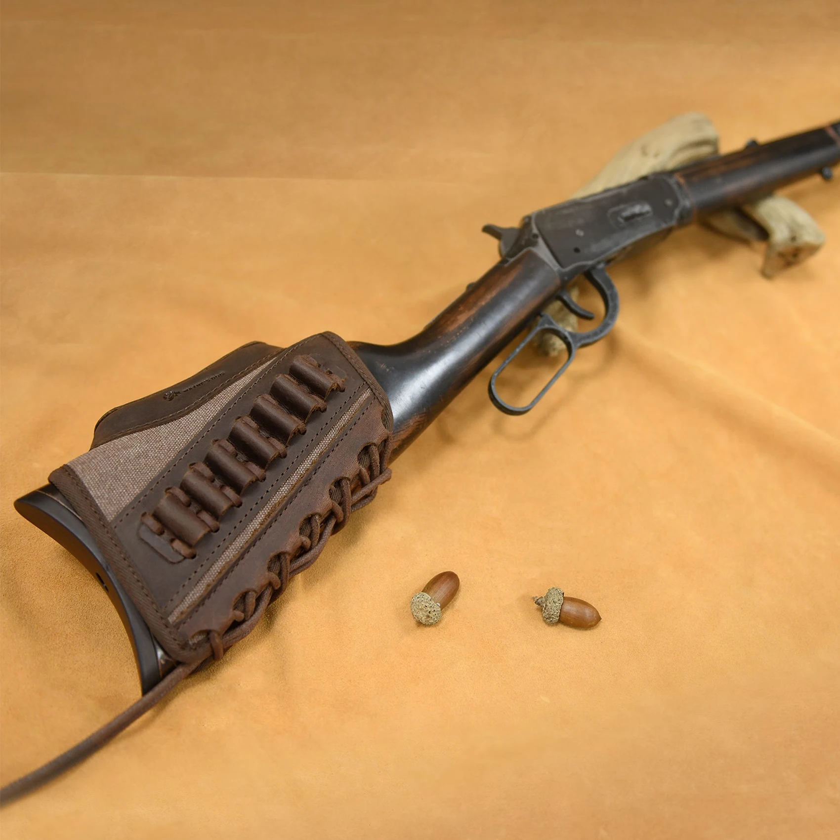 Tacticial Canvas Leather Gun Buttstock Cheek Rest Riser Shell Holder for Scoped Rifle for .45-70 .30-30 .357 .30-06 .22LR