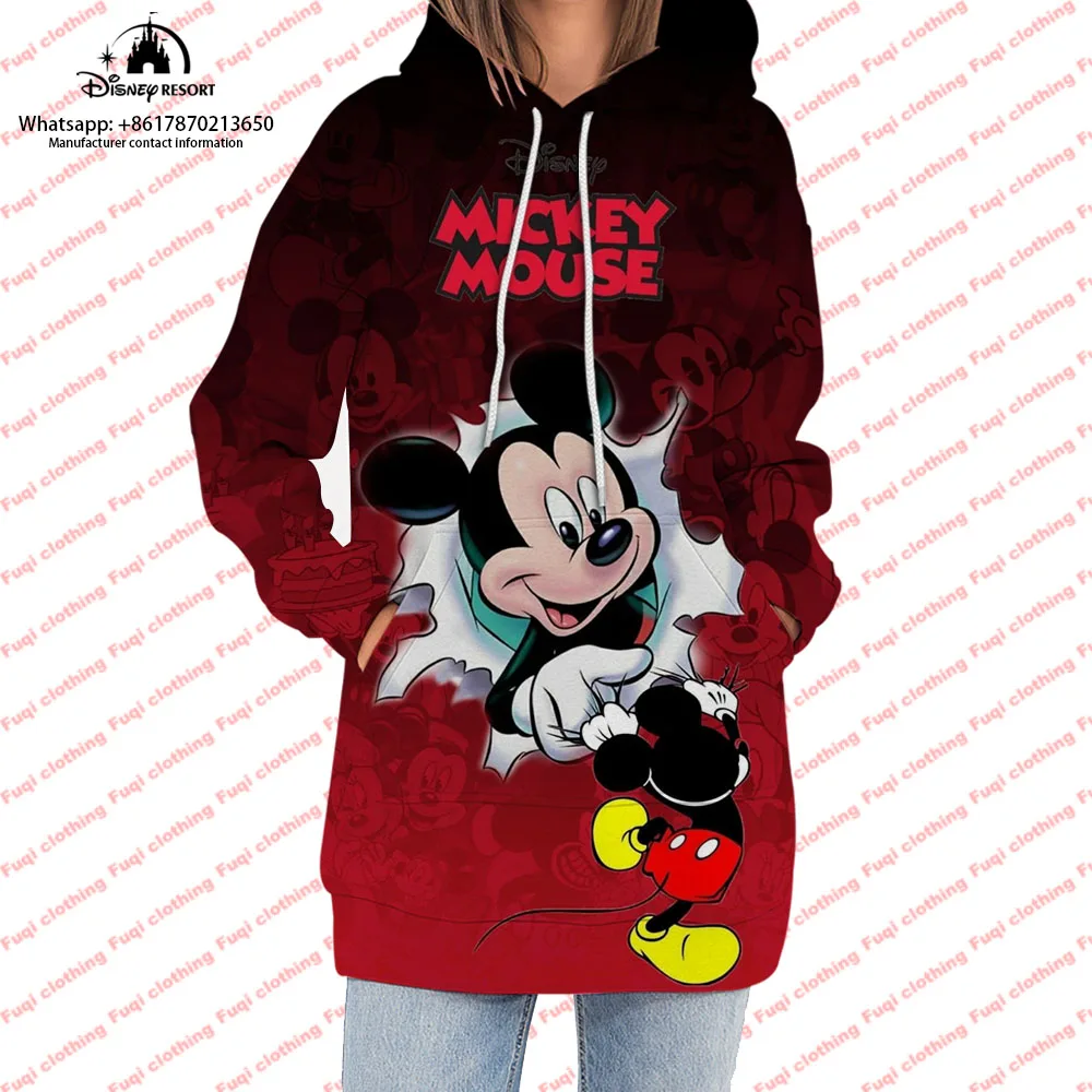 

3D cartoon print Mickey Minnie sweatshirt high-end fashion ladies hooded sweatshirt stylish and comfortable casual sweatshirt