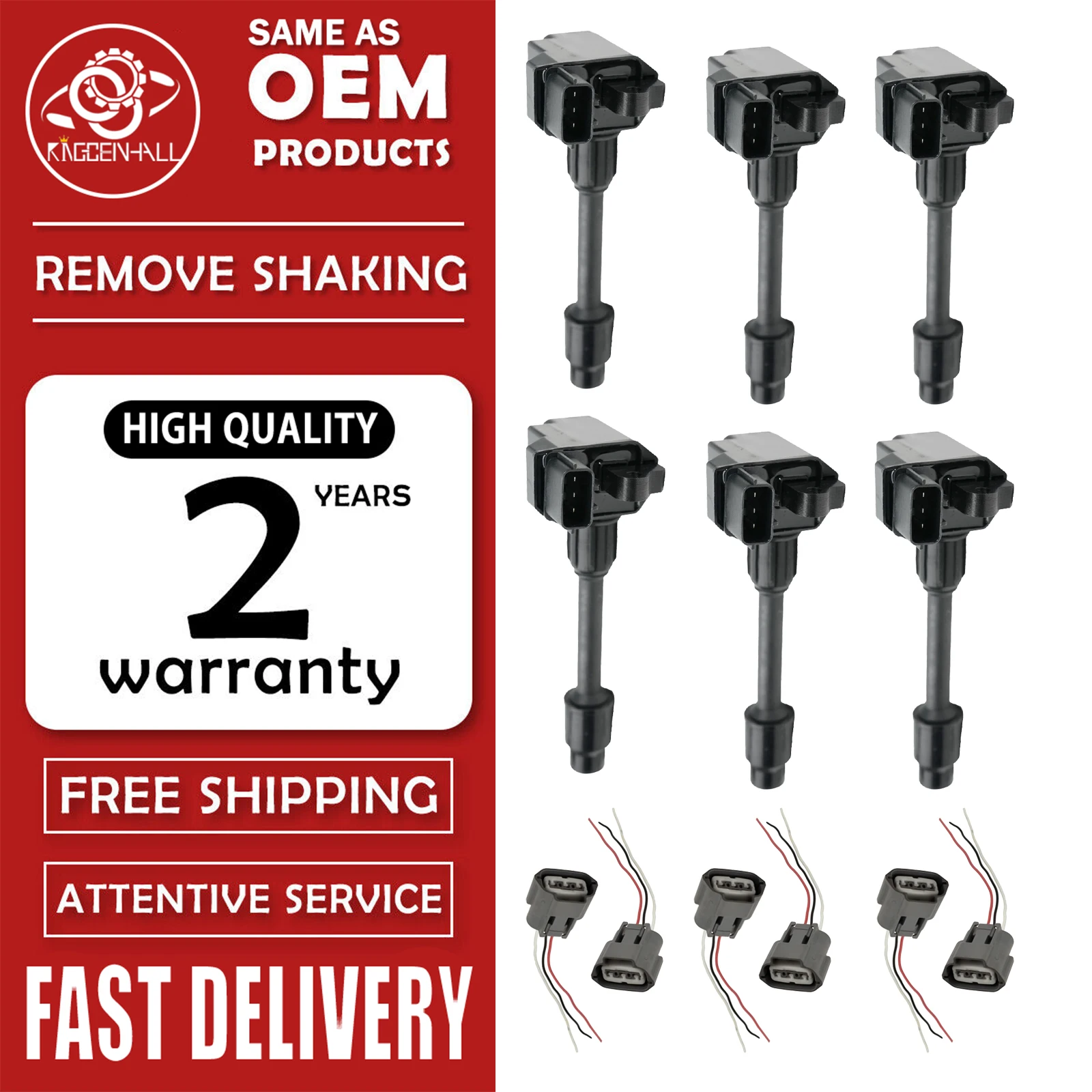 

6PCS зажигательная катушка и разъем совместимы с INFINITI I30 3.0L V6 1996-1997 замена 2244831U06 22448-31U05 22448-31U16