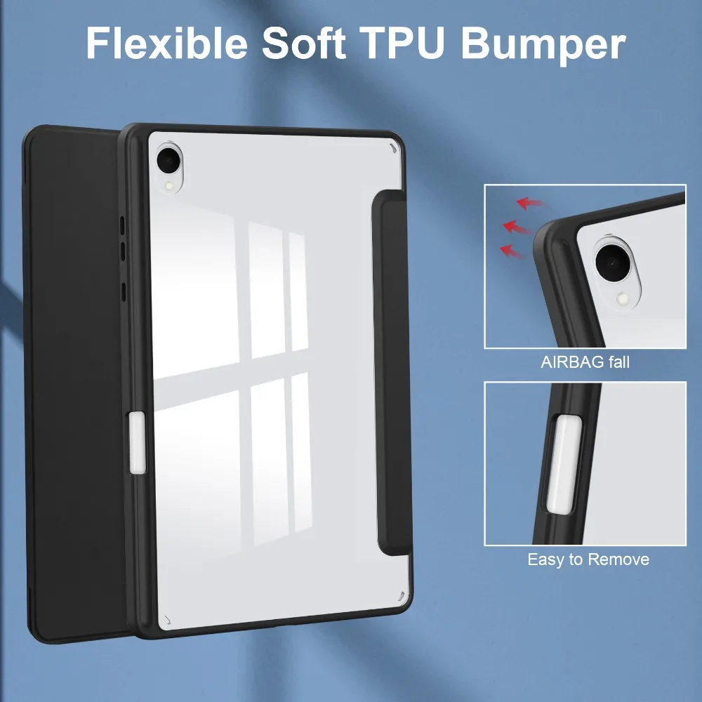 Para Samsung Galaxy Tab S11 11 pulgadas 2025 Funda trasera acrílica magnética con portalápices Funda 5G SM-X730/SM-X736 Funda para tableta de 11"