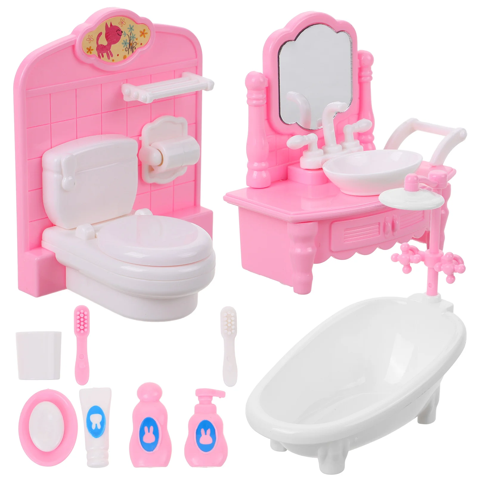 House Furniture Shower Room Mini Model Kids Toys Pretend Bathroom Scene Prop Pp Supply Child
